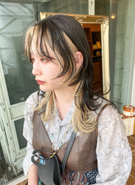 センターパートロングウルフレイヤー 名古屋の美容室 Buddy Hair バディヘア